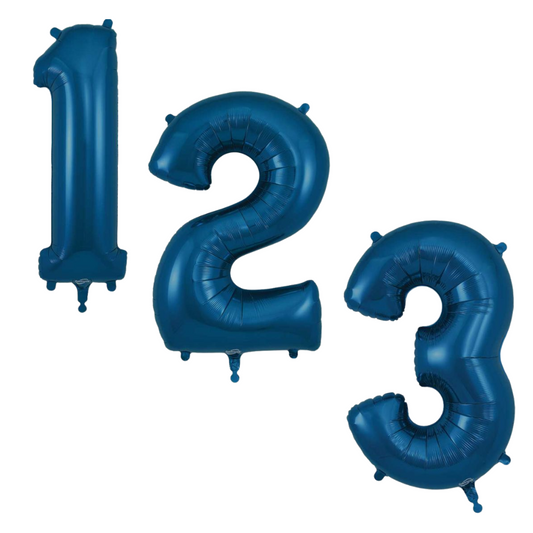 Navy Blue Giant Number Helium Balloons 0-9  - Inflated 34in