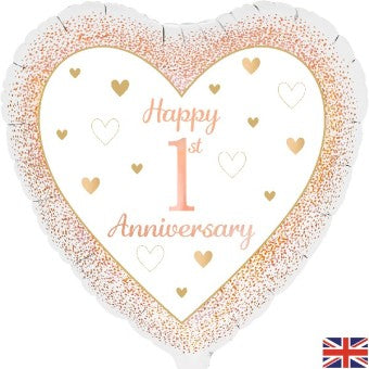 18in 1st Anniversary Heart Rose Gold Balloon