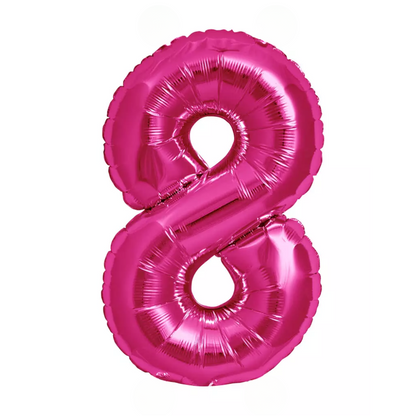 Pink Giant Number Helium Balloons 0-9  - Inflated