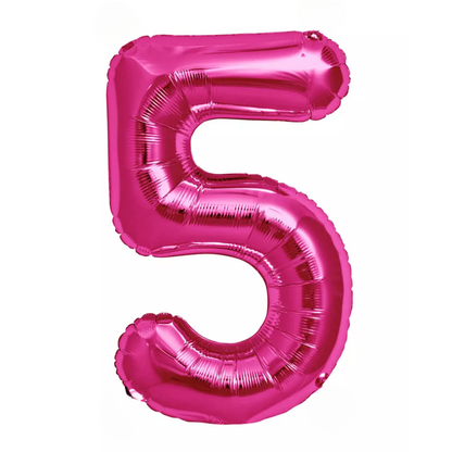 Pink Giant Number Helium Balloons 0-9  - Inflated