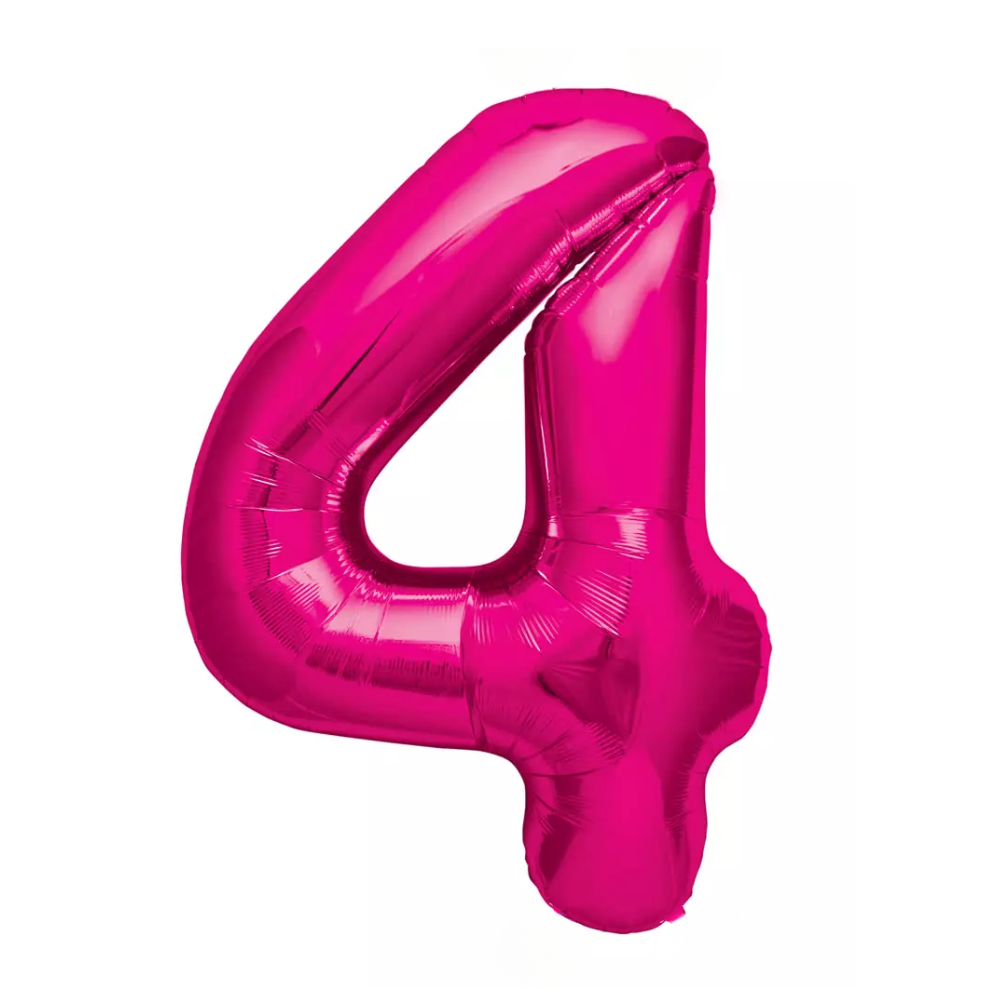 Pink Giant Number Helium Balloons 0-9  - Inflated