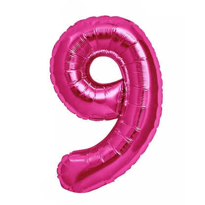 Pink Giant Number Helium Balloons 0-9  - Inflated