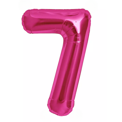 Pink Giant Number Helium Balloons 0-9  - Inflated