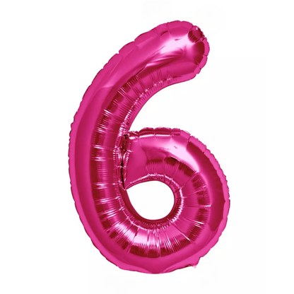Pink Giant Number Helium Balloons 0-9  - Inflated
