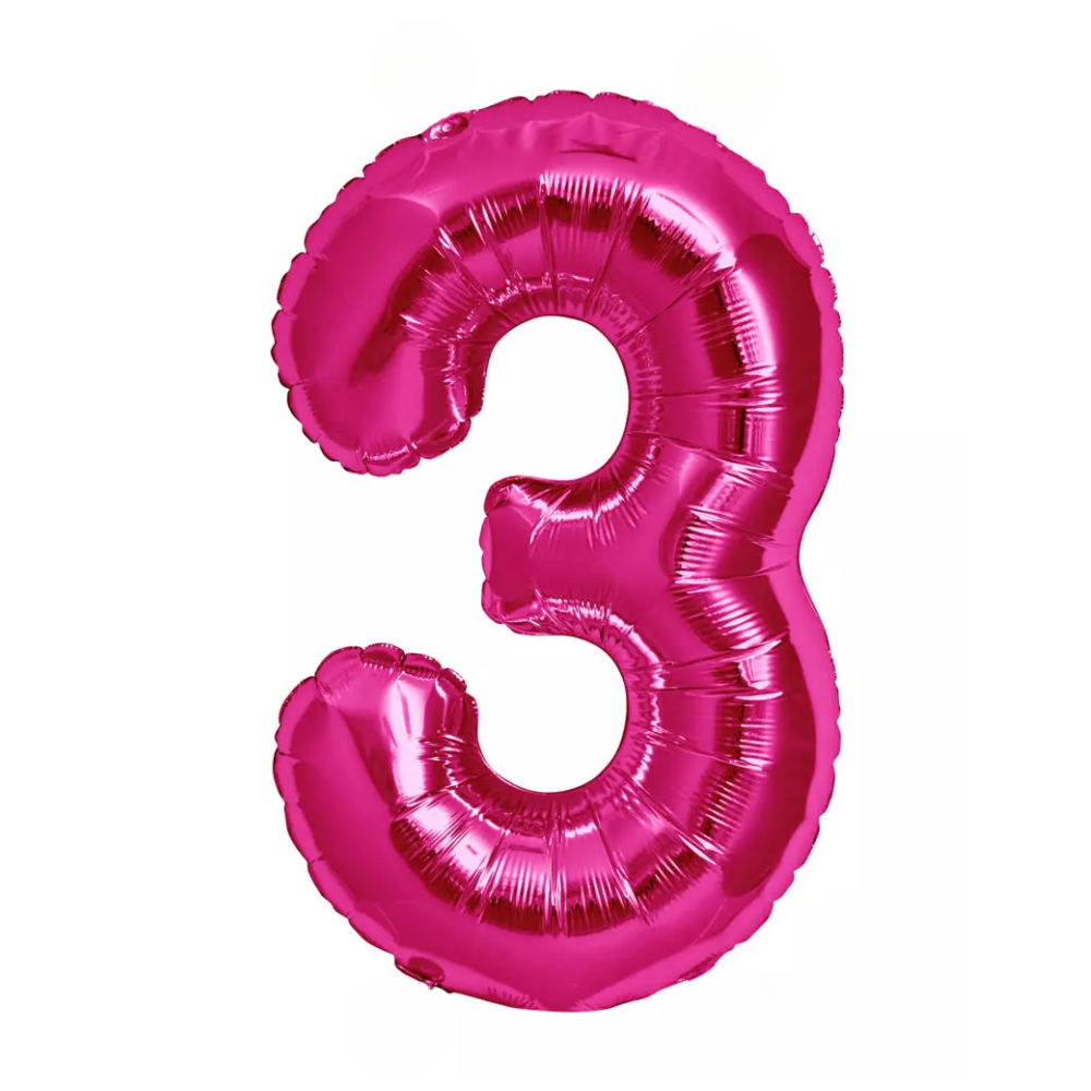 Pink Giant Number Helium Balloons 0-9  - Inflated