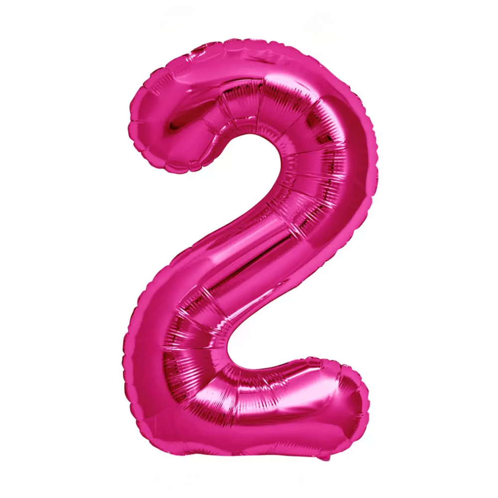 Pink Giant Number Helium Balloons 0-9  - Inflated