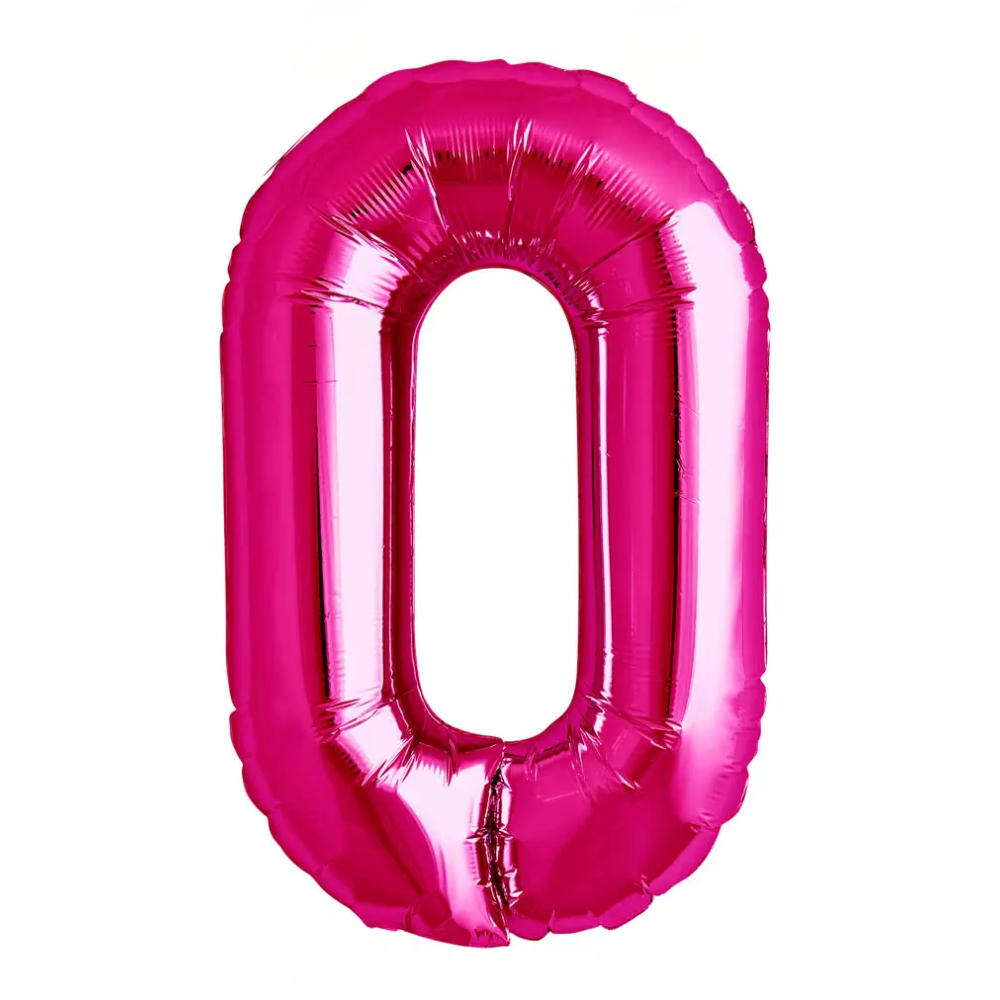 Pink Giant Number Helium Balloons 0-9  - Inflated