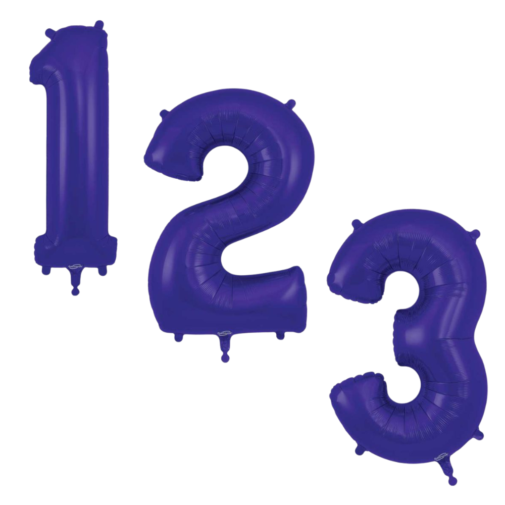 34in Number 0-9 Purple Jumbo Foil Balloon - Inflated