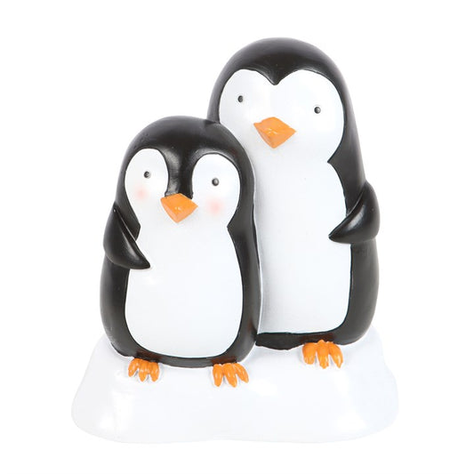Snuggle season resin penguin ornament