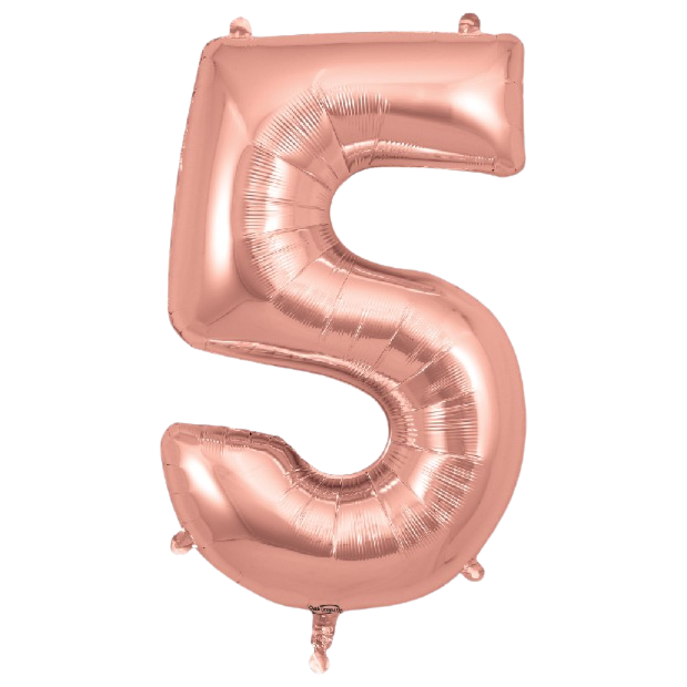 Rose Gold Giant Number Helium Balloons 0-9  - Inflated 34in