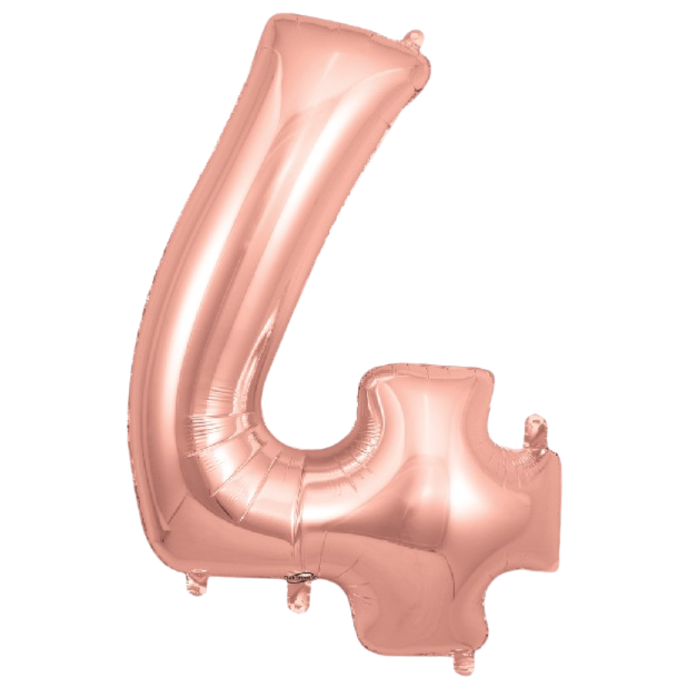 Rose Gold Giant Number Helium Balloons 0-9  - Inflated 34in