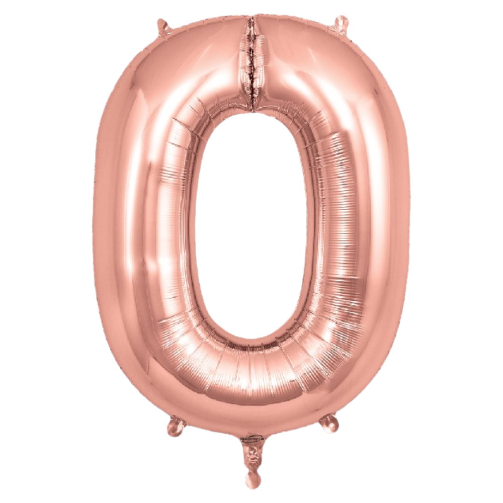 Rose Gold Giant Number Helium Balloons 0-9  - Inflated 34in