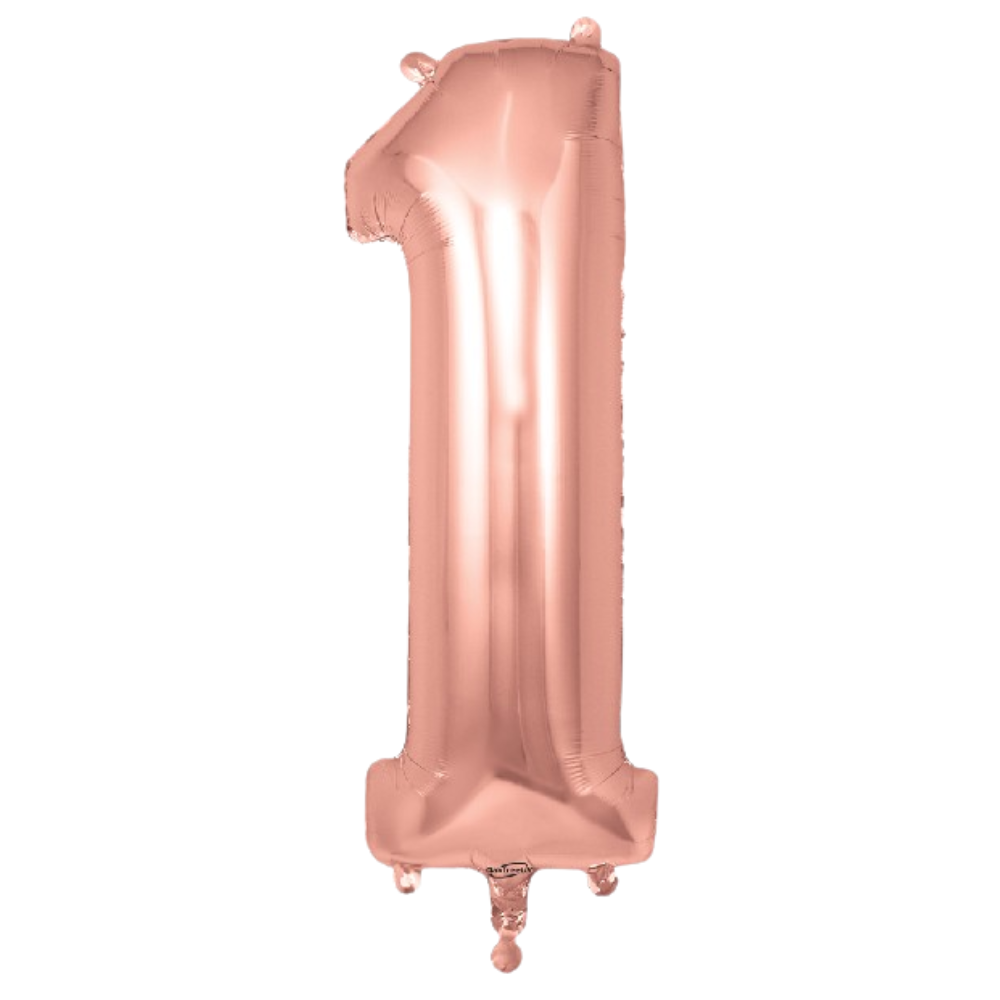 Rose Gold Giant Number Helium Balloons 0-9  - Inflated 34in
