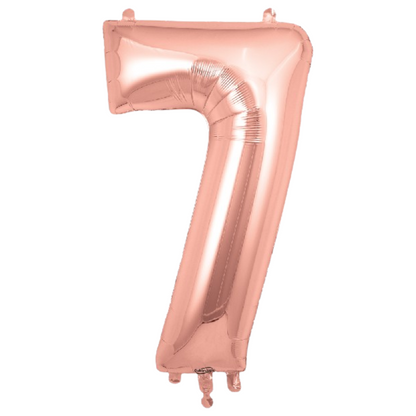 Rose Gold Giant Number Helium Balloons 0-9  - Inflated 34in