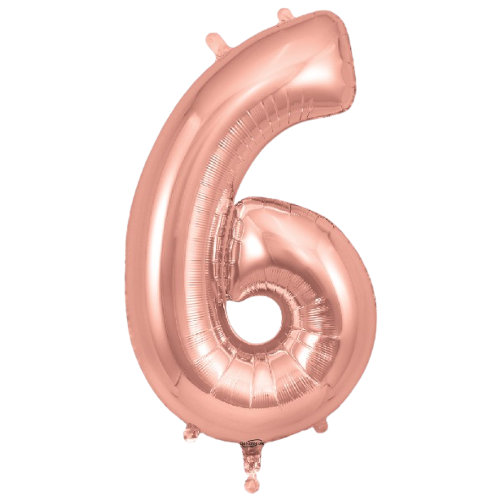 Rose Gold Giant Number Helium Balloons 0-9  - Inflated 34in