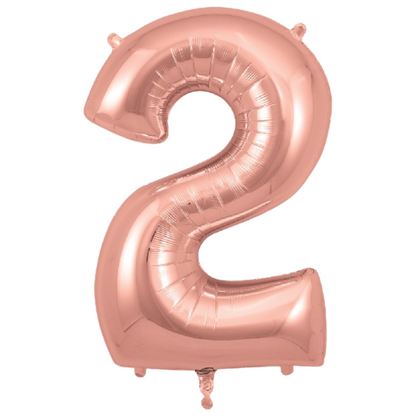 Rose Gold Giant Number Helium Balloons 0-9  - Inflated 34in