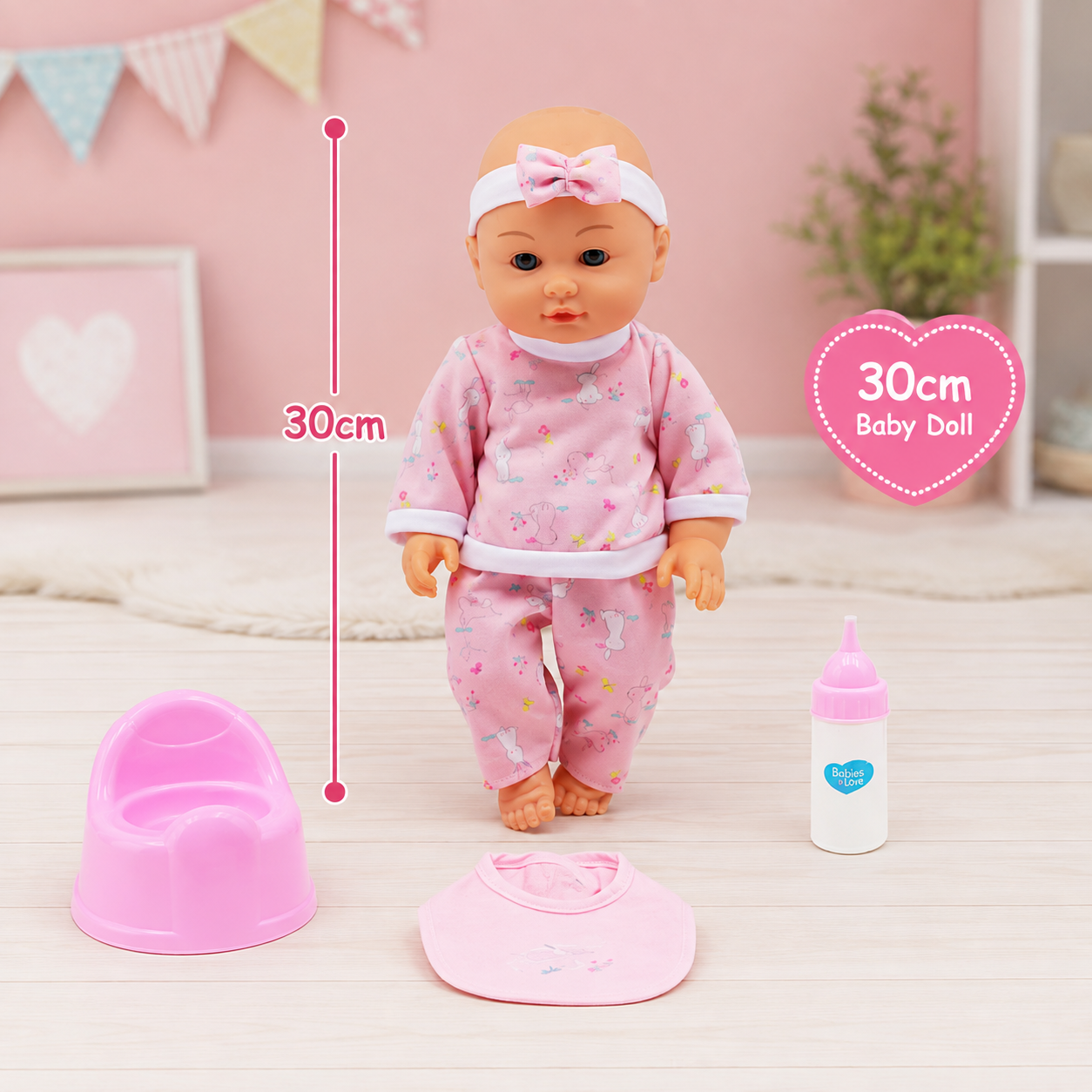 Chad Valley Marnie Baby Doll Drink & Wet Set 30cm