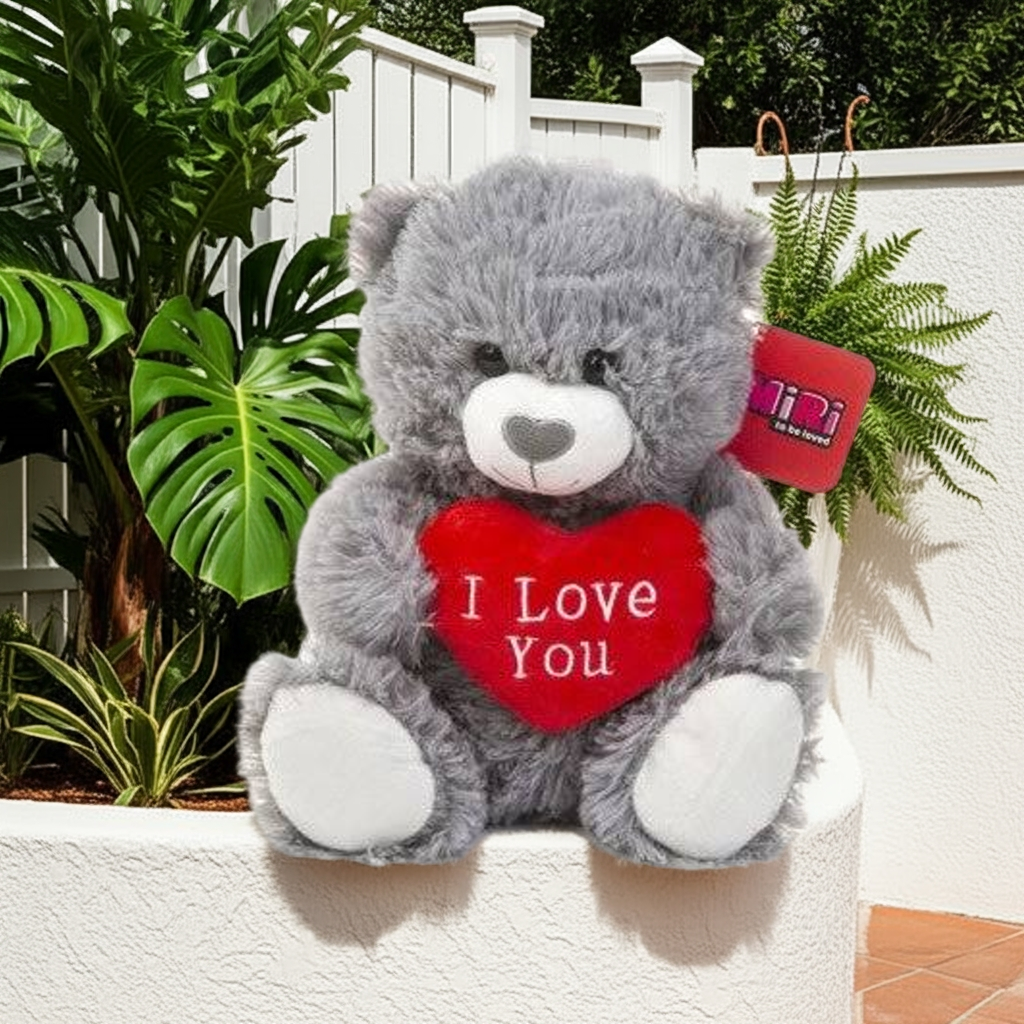I Love You Heart Bear Grey 25cm