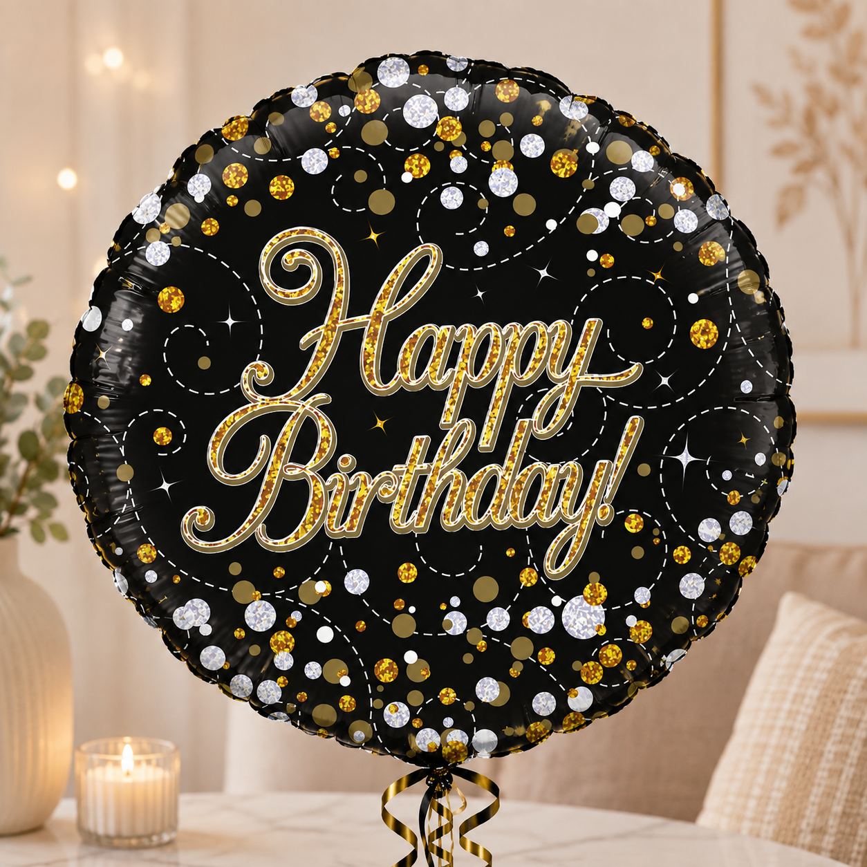 18" Happy Birthday Helium Balloon - Delivered helium inflated