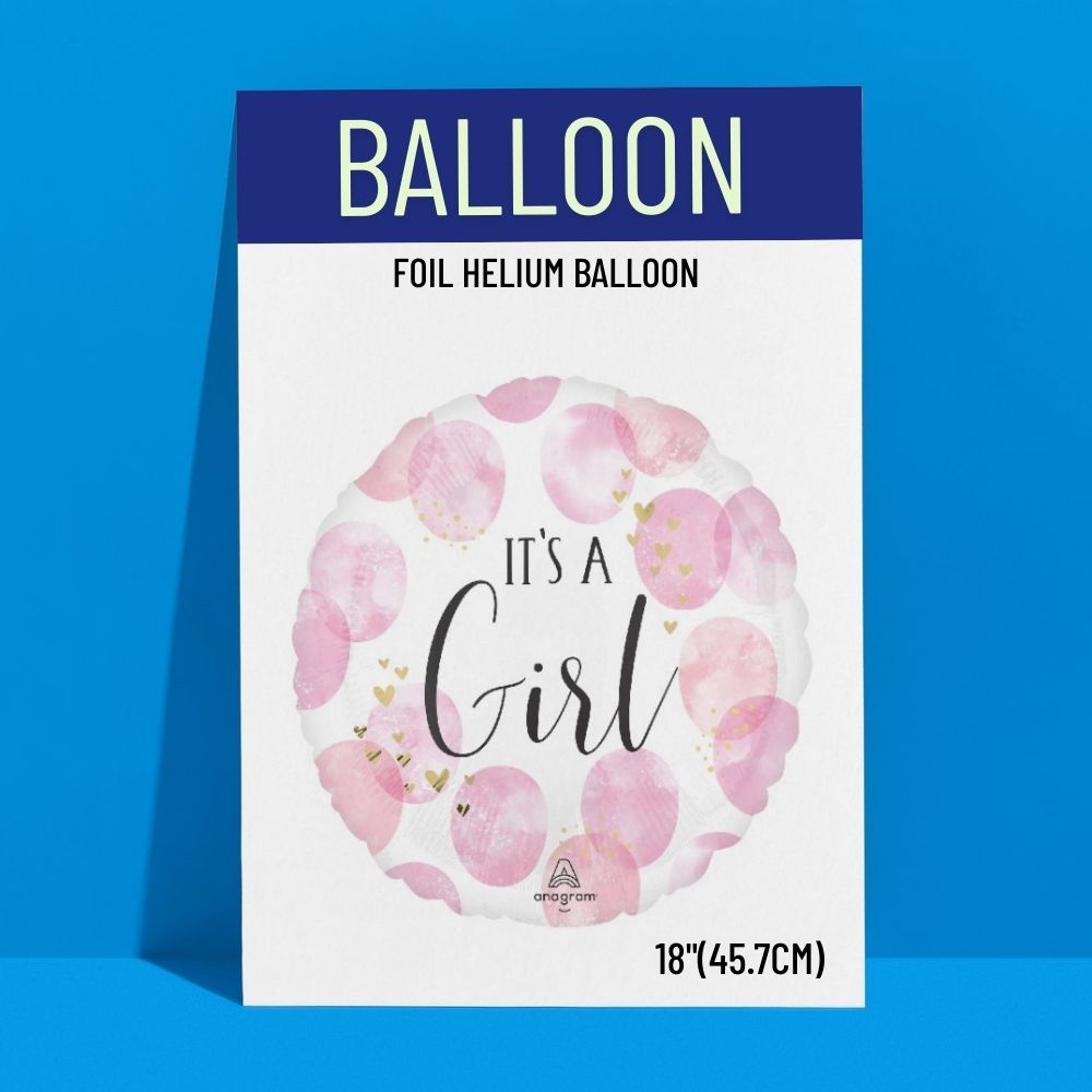 18in baby girl pink watercolour balloon