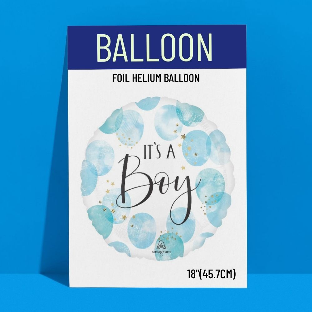 18in baby boy blue watercolour balloon